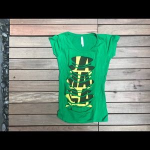 TBL Green Yellow Ripped Detail Shirt Sleeve TShirt